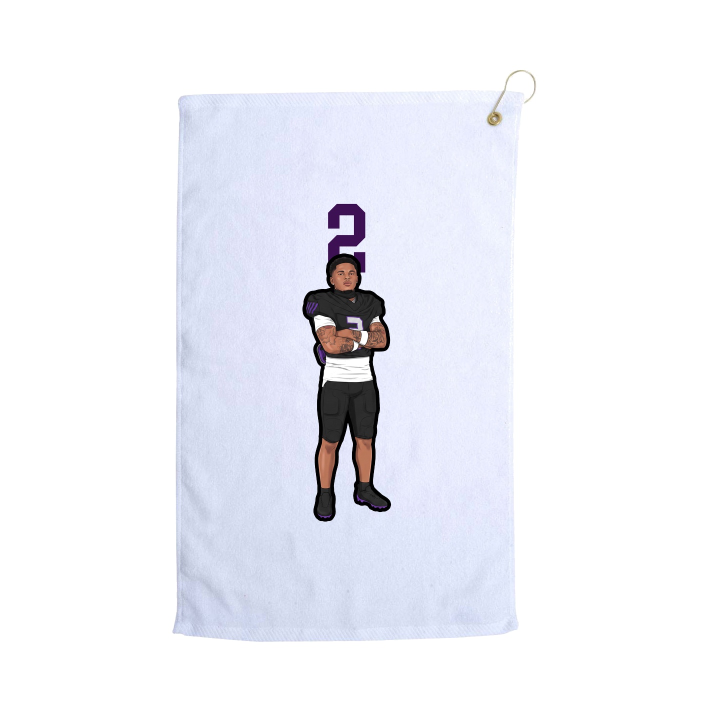 Golf Towel — Number Top in White