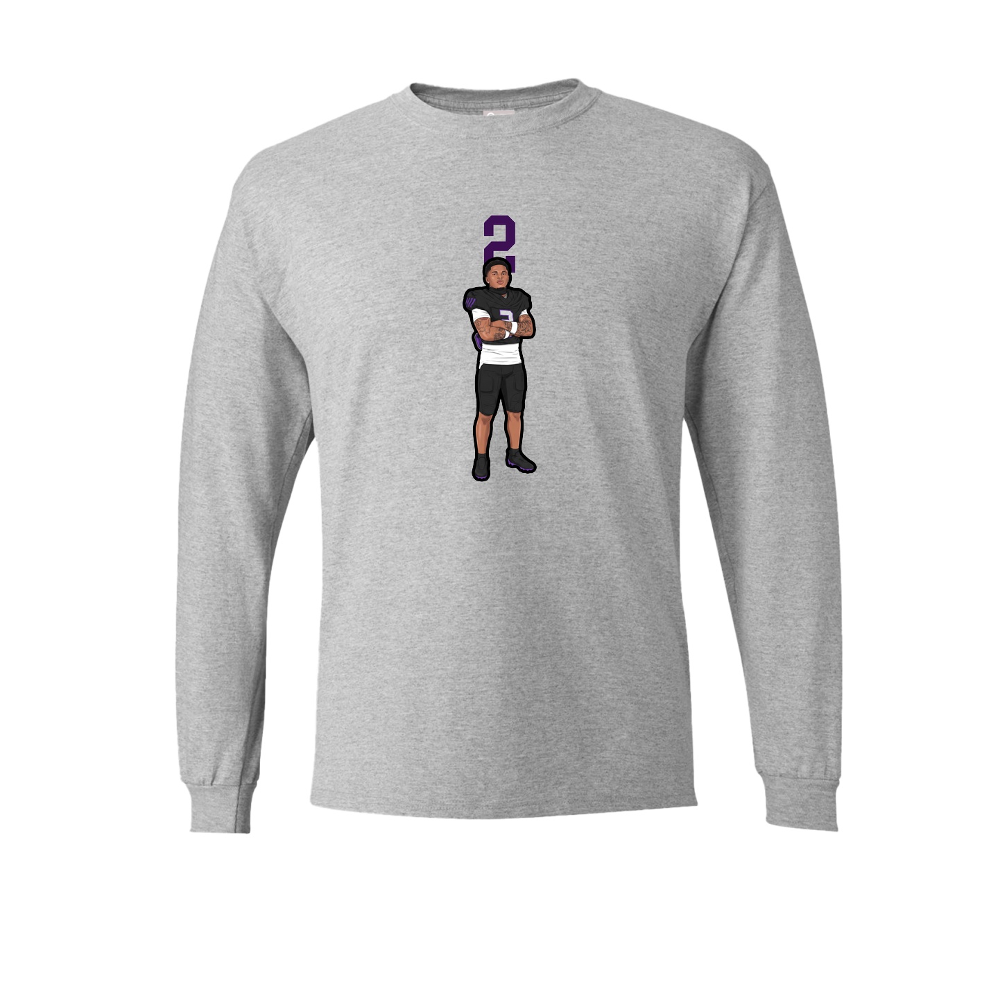 Long Sleeve Tee — Number Top in Grey