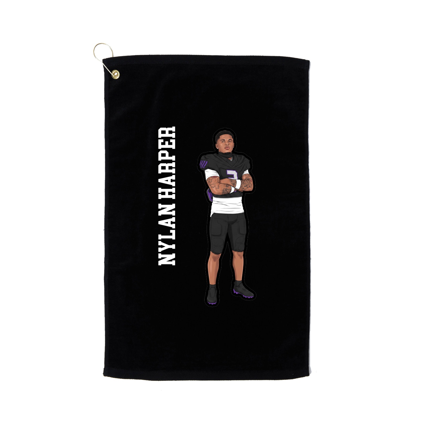 Golf Towel — Name Vertical in Black