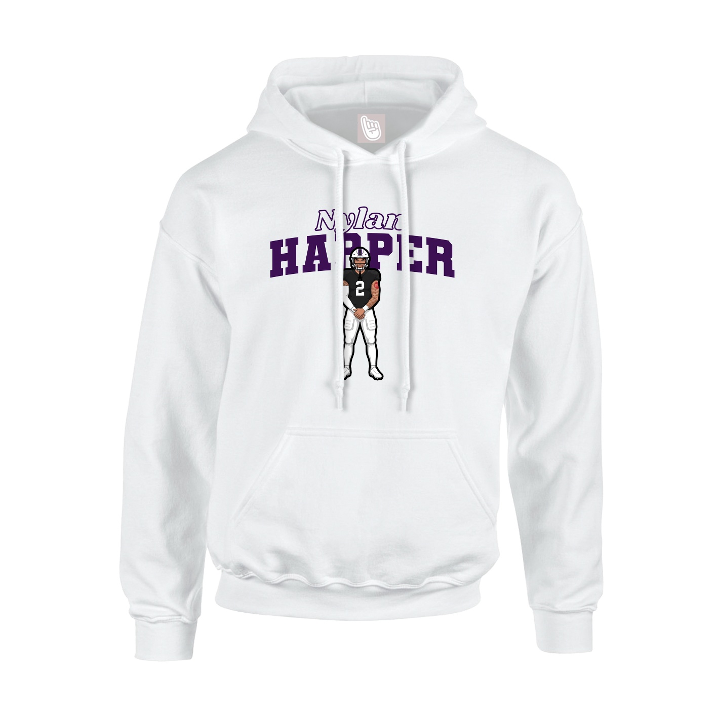 Youth Hoodie — Name Arch in White