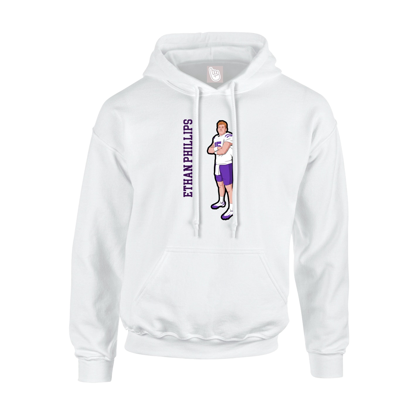 Youth Hoodie — Name Vertical in White