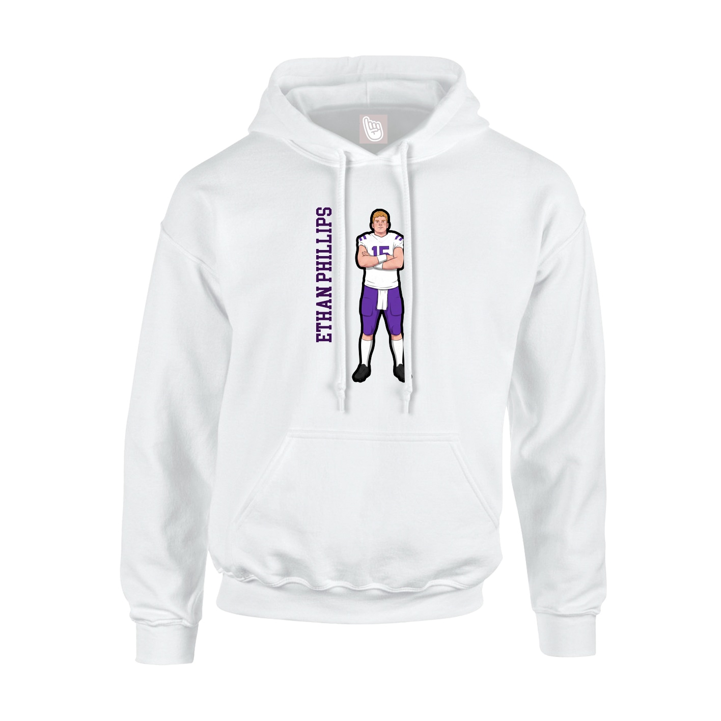 Hoodie — Name Vertical in White