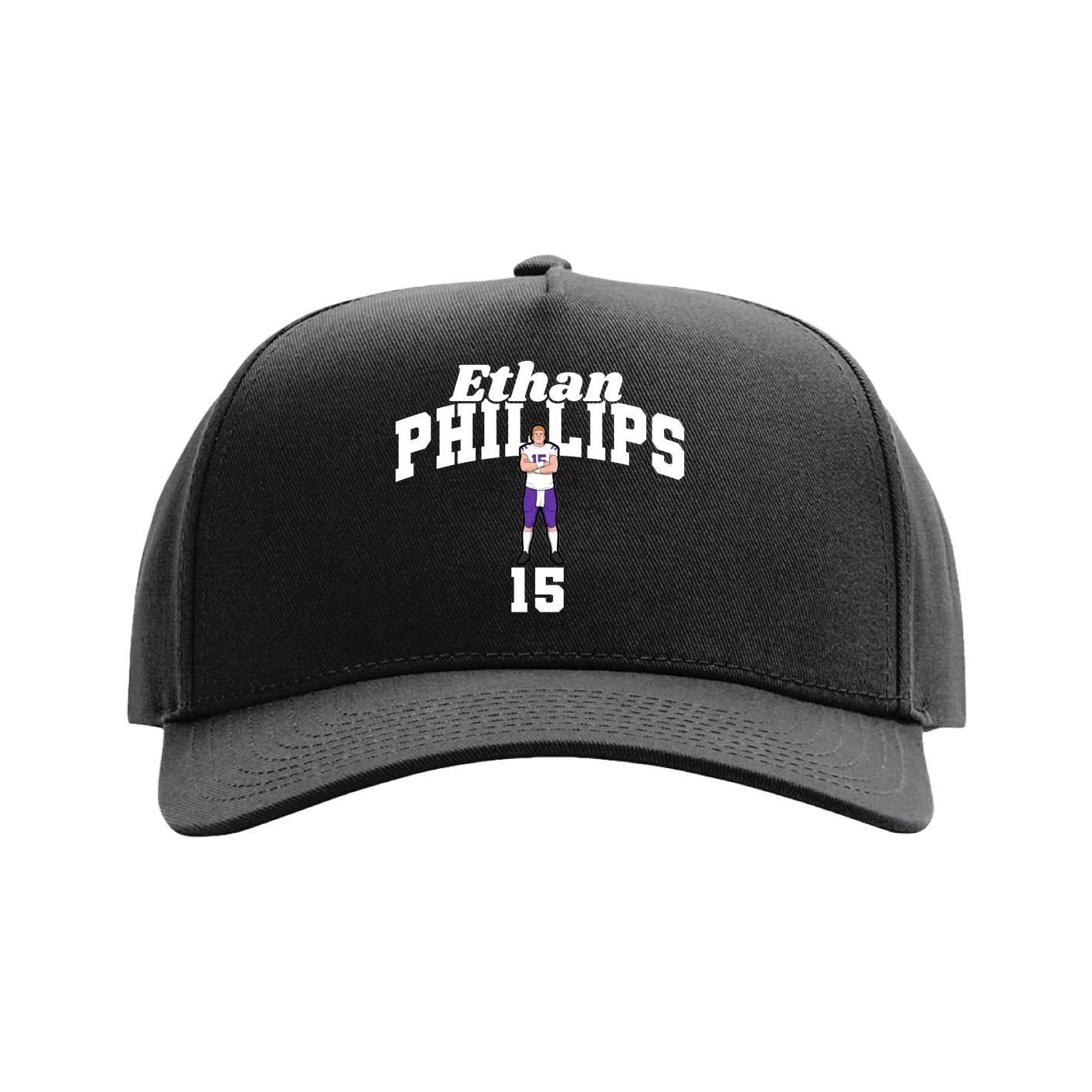 Full Fabric Five-Panel Champ Cap — Signature Arch in Black