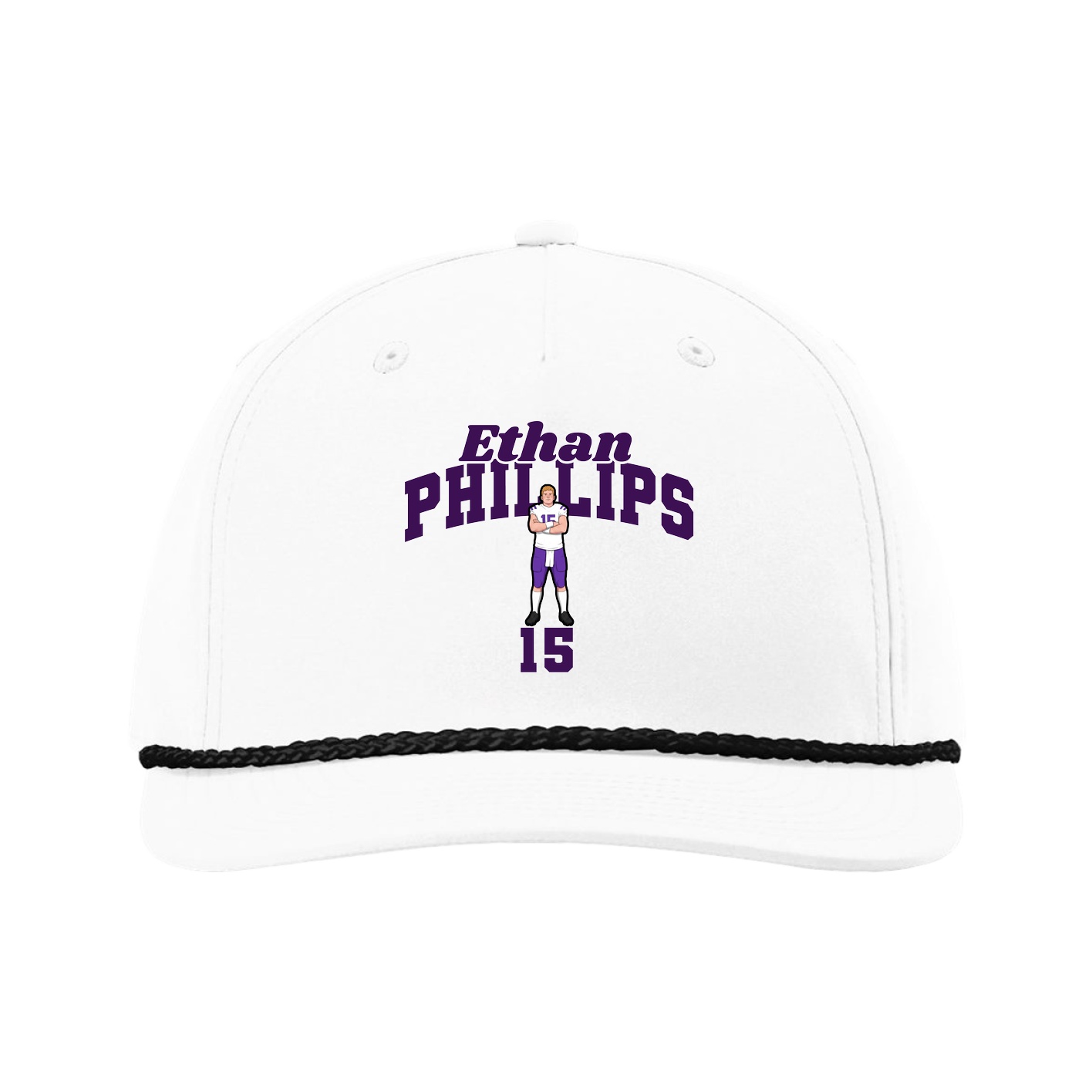 Five-Panel Classic Rope Cap — Signature Arch in White
