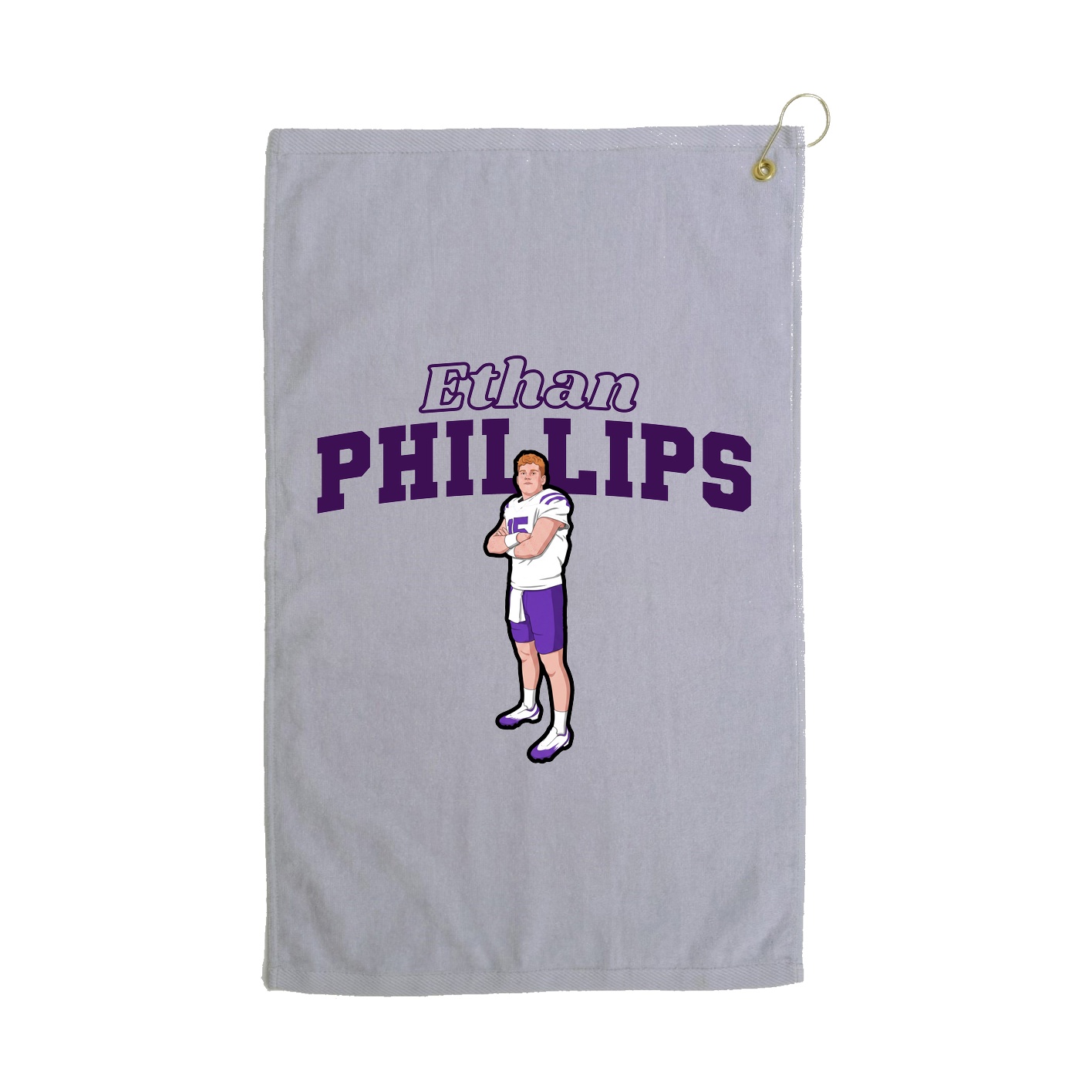 Golf Towel — Name Arch in Grey