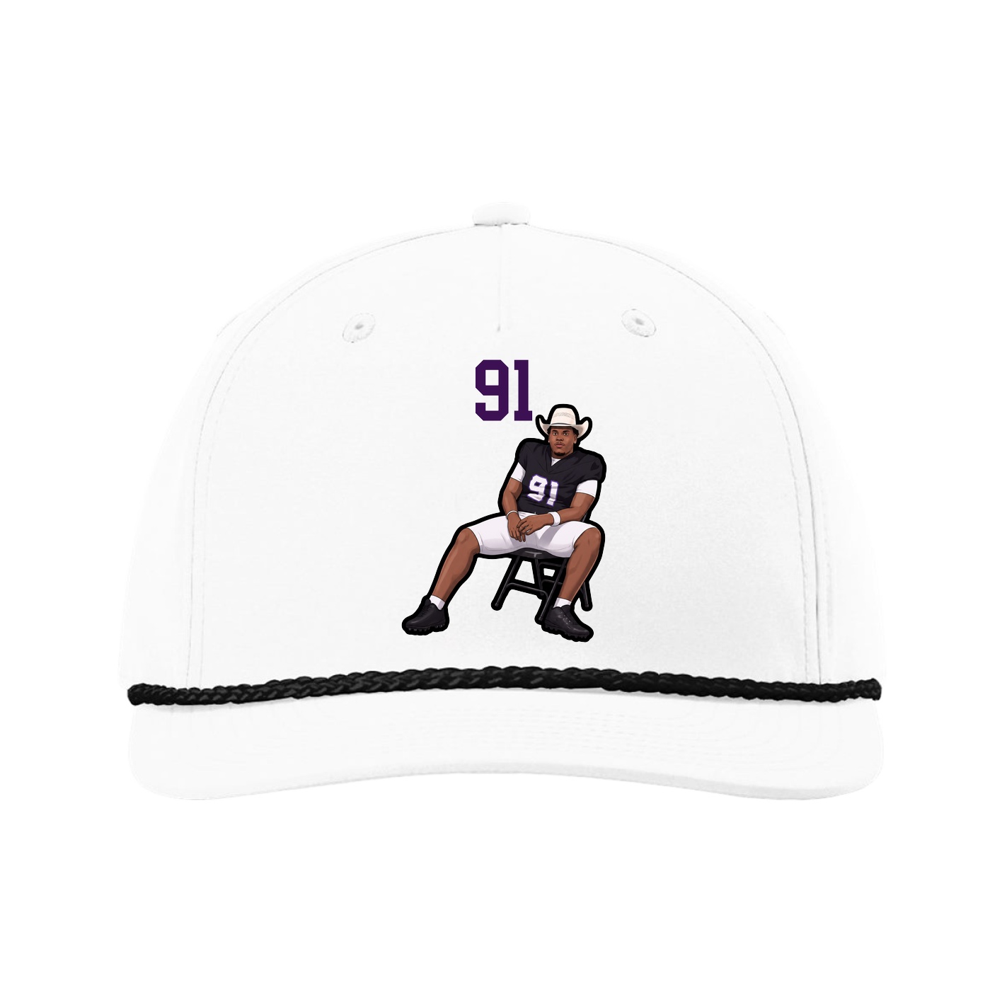 Five-Panel Classic Rope Cap — Number Top in White