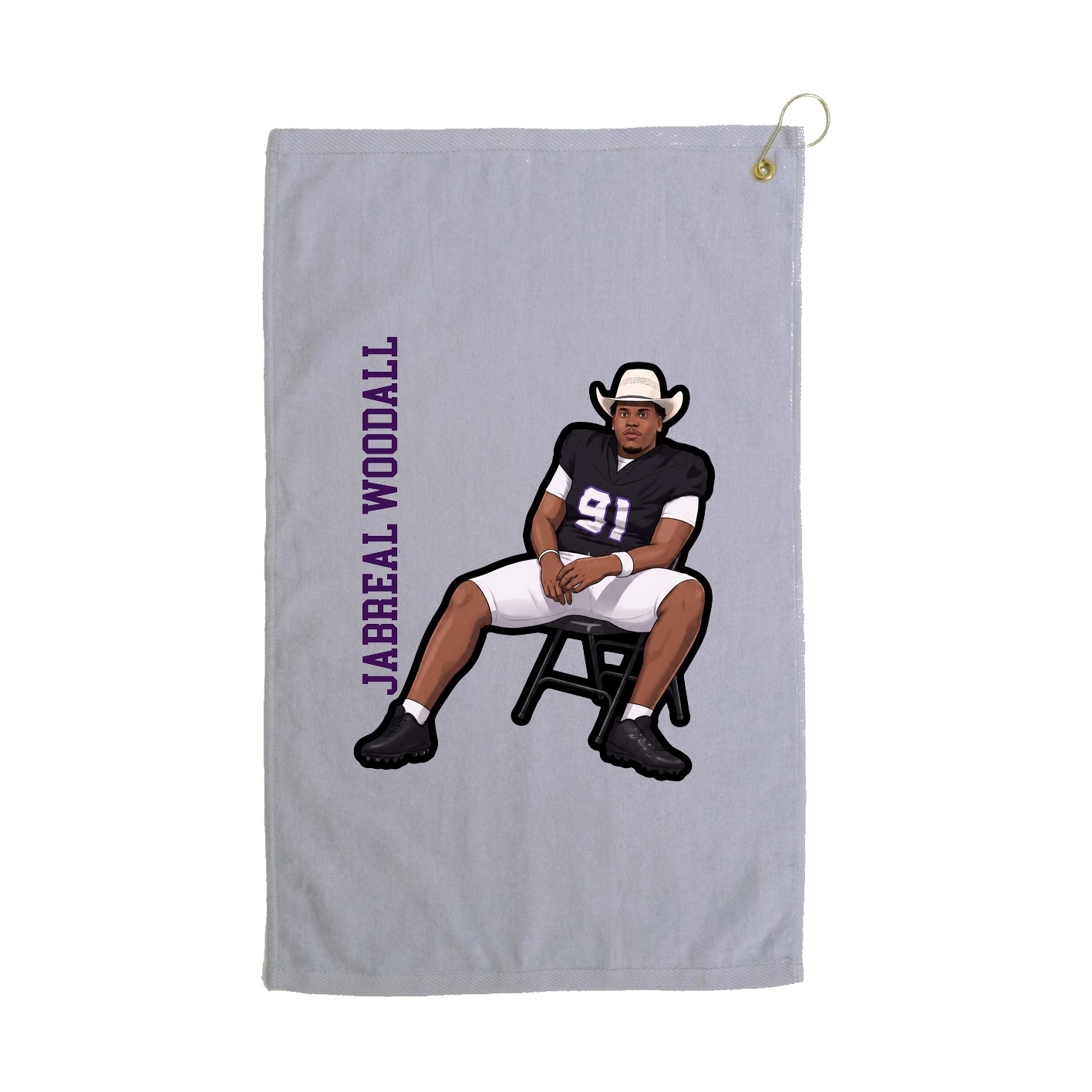 Golf Towel — Name Vertical in Grey