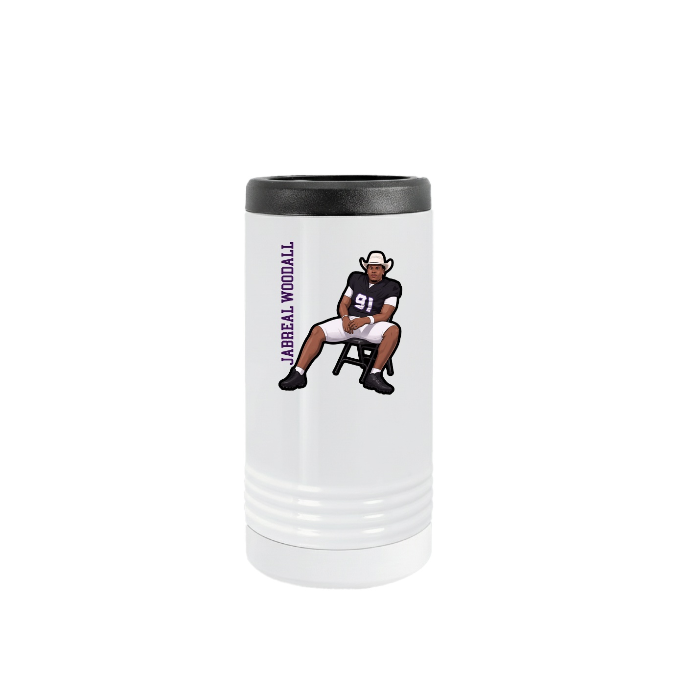Slim Beverage Holder — Name Vertical in White