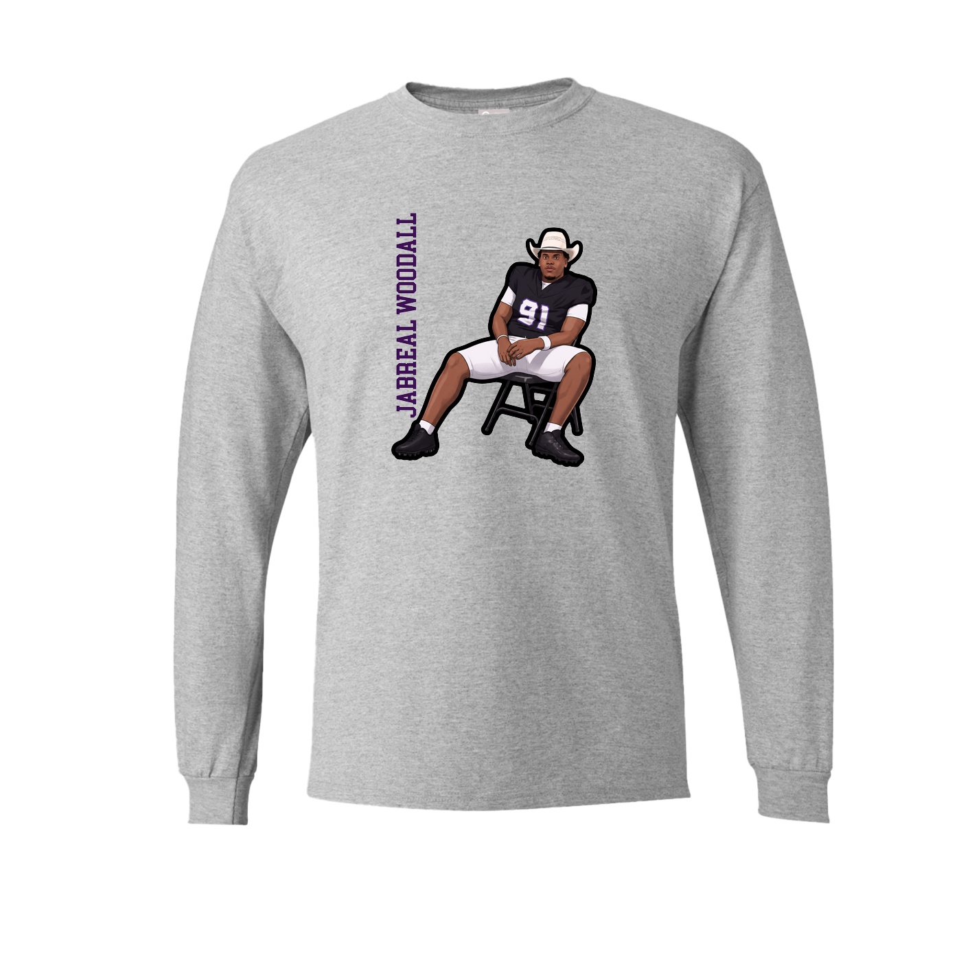 Long Sleeve Tee — Name Vertical in Grey