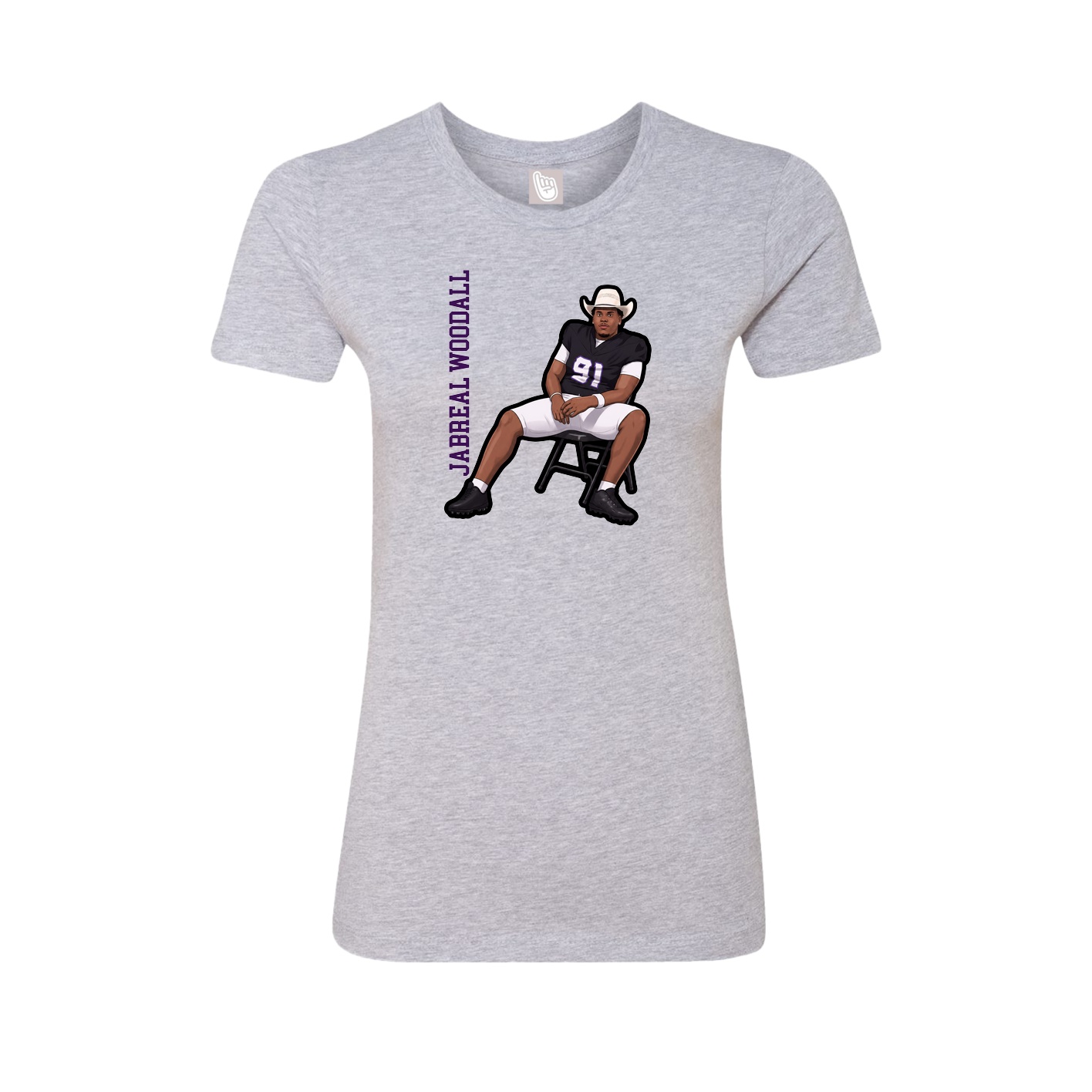 Fitted Women's Tee — Name Vertical in Grey
