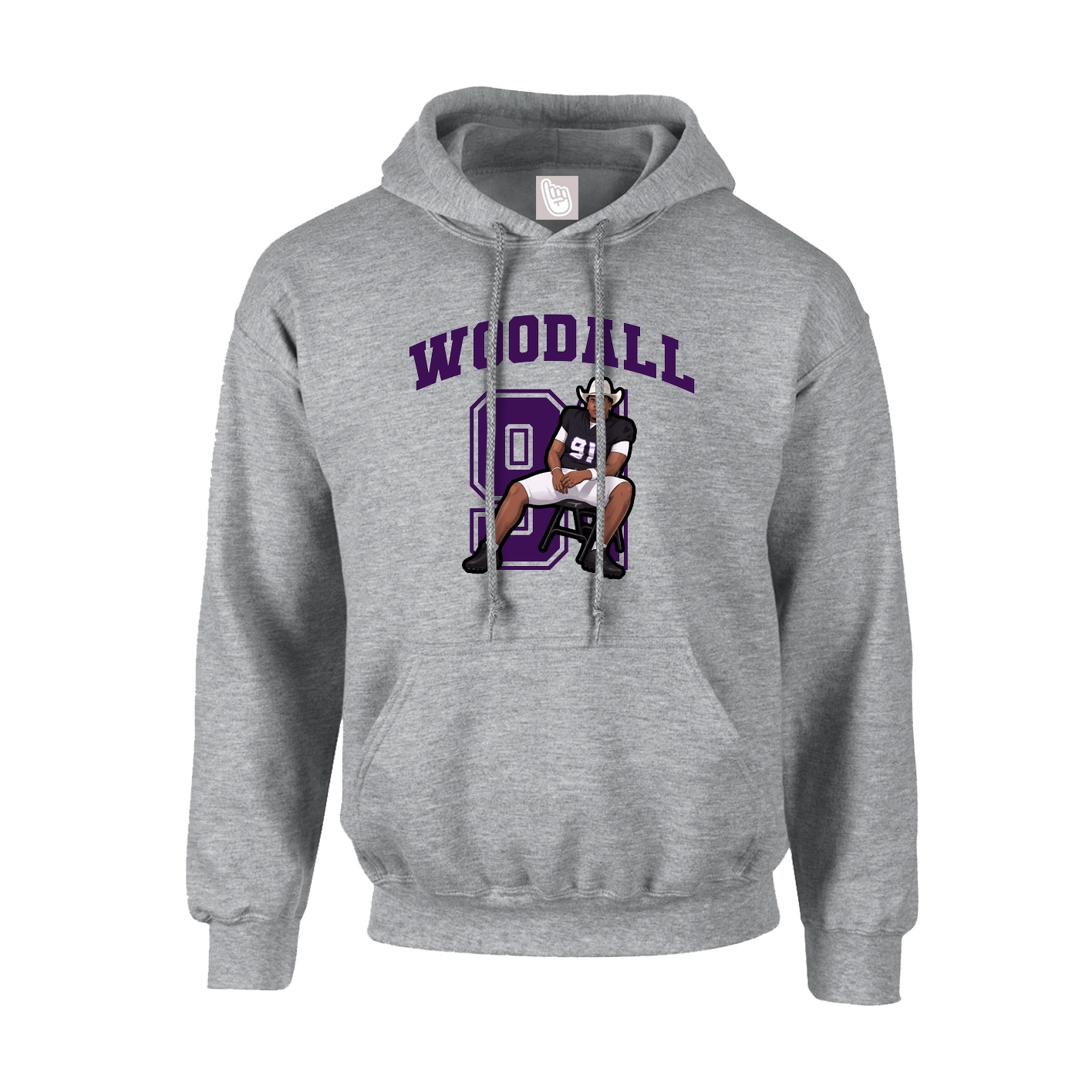Youth Hoodie — Number in Grey