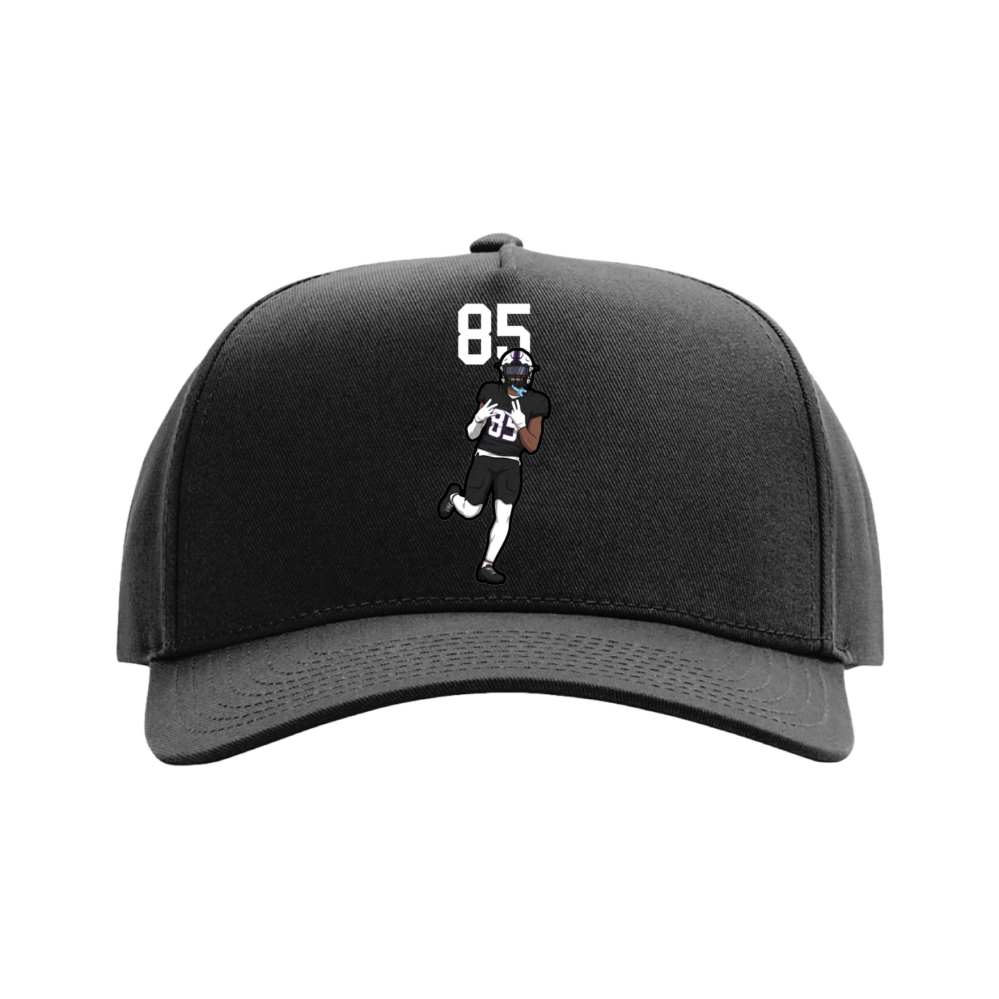 Full Fabric Five-Panel Champ Cap — Number Top in Black
