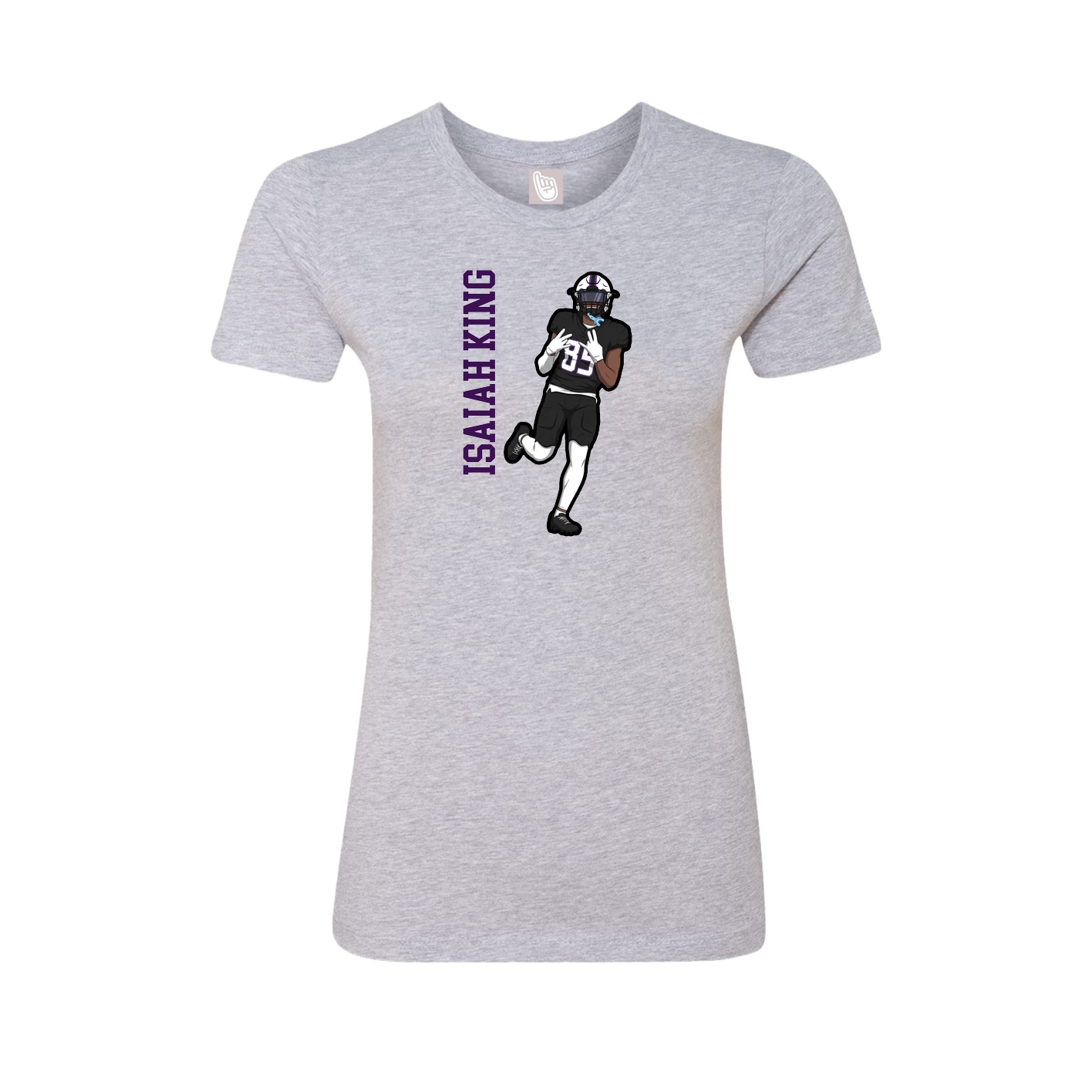 Fitted Women's Tee — Name Vertical in Grey