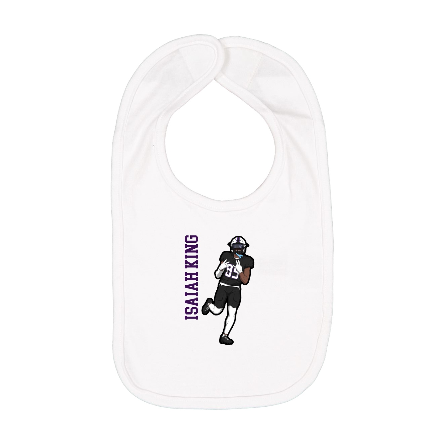 Infant Bib — Name Vertical in White