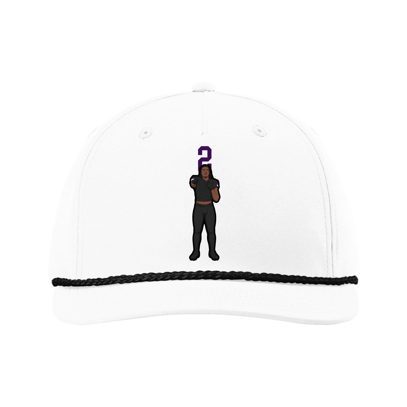 Five-Panel Classic Rope Cap — Number Top in White