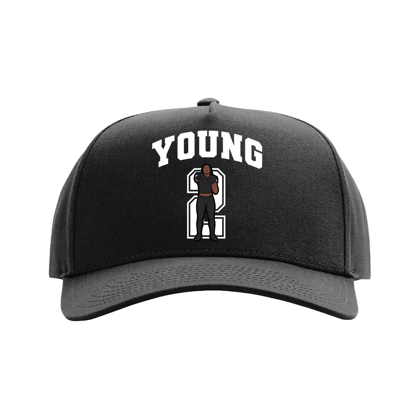 Full Fabric Five-Panel Champ Cap — Number in Black