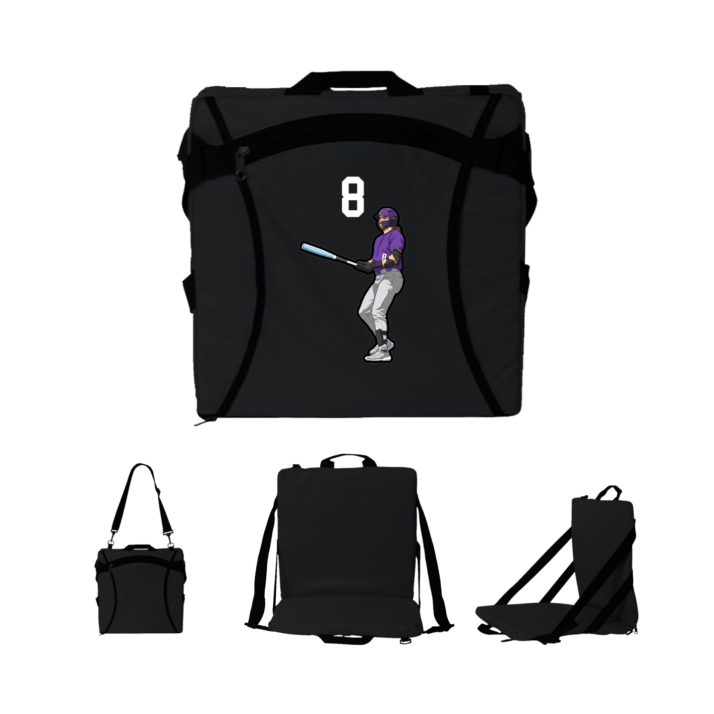 Folding Stadium Seat — Number Top in Black