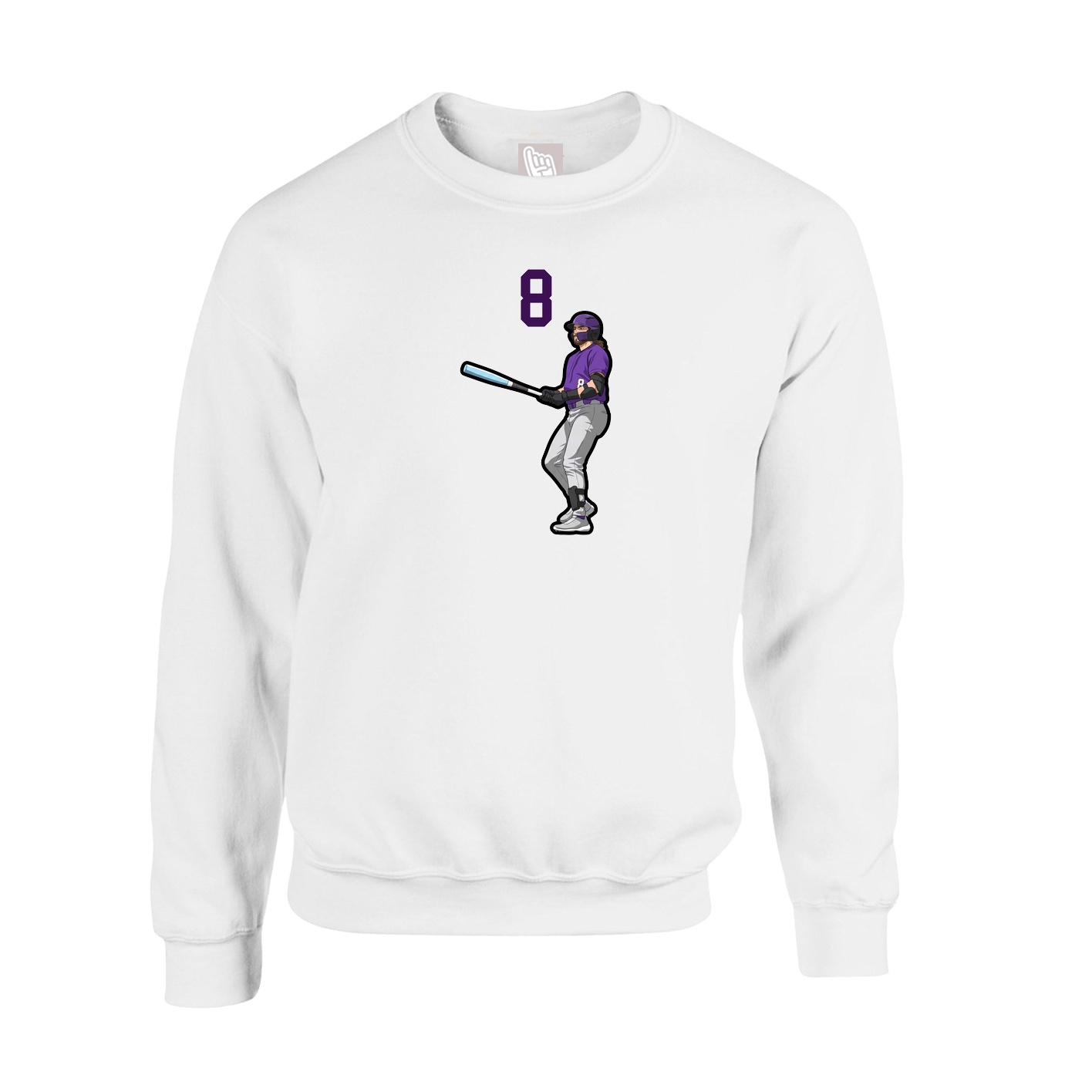 Fleece Crew — Number Top in White