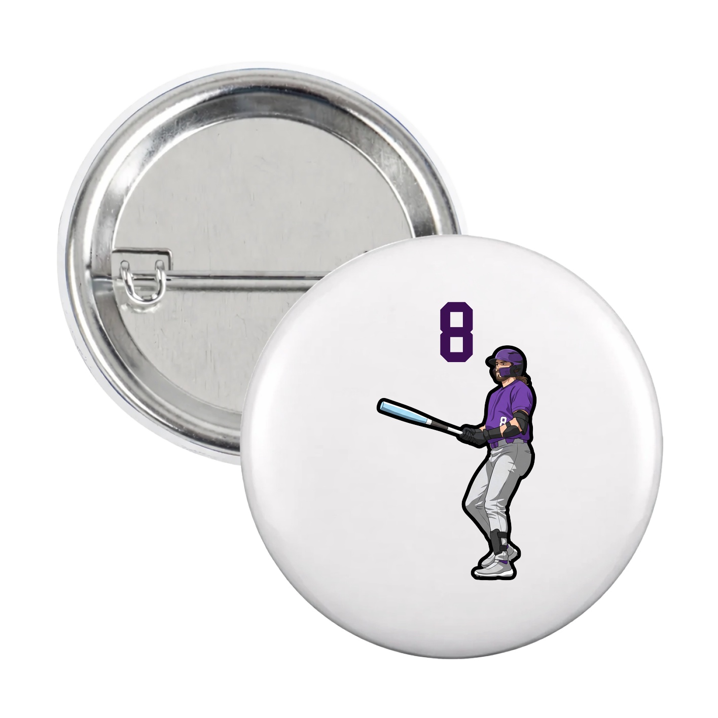 Game Day Button — Number Top in White