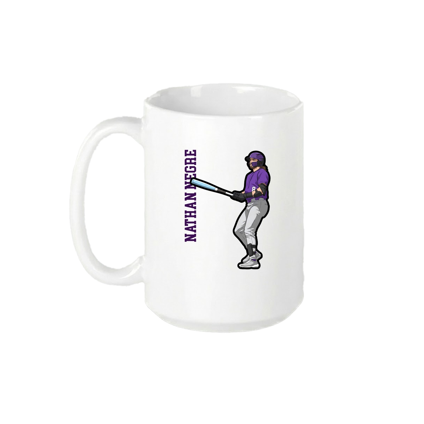 15oz Coffee Mug — Name Vertical in White