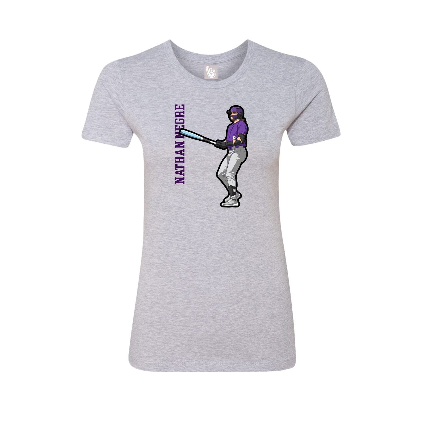 Fitted Women's Tee — Name Vertical in Grey