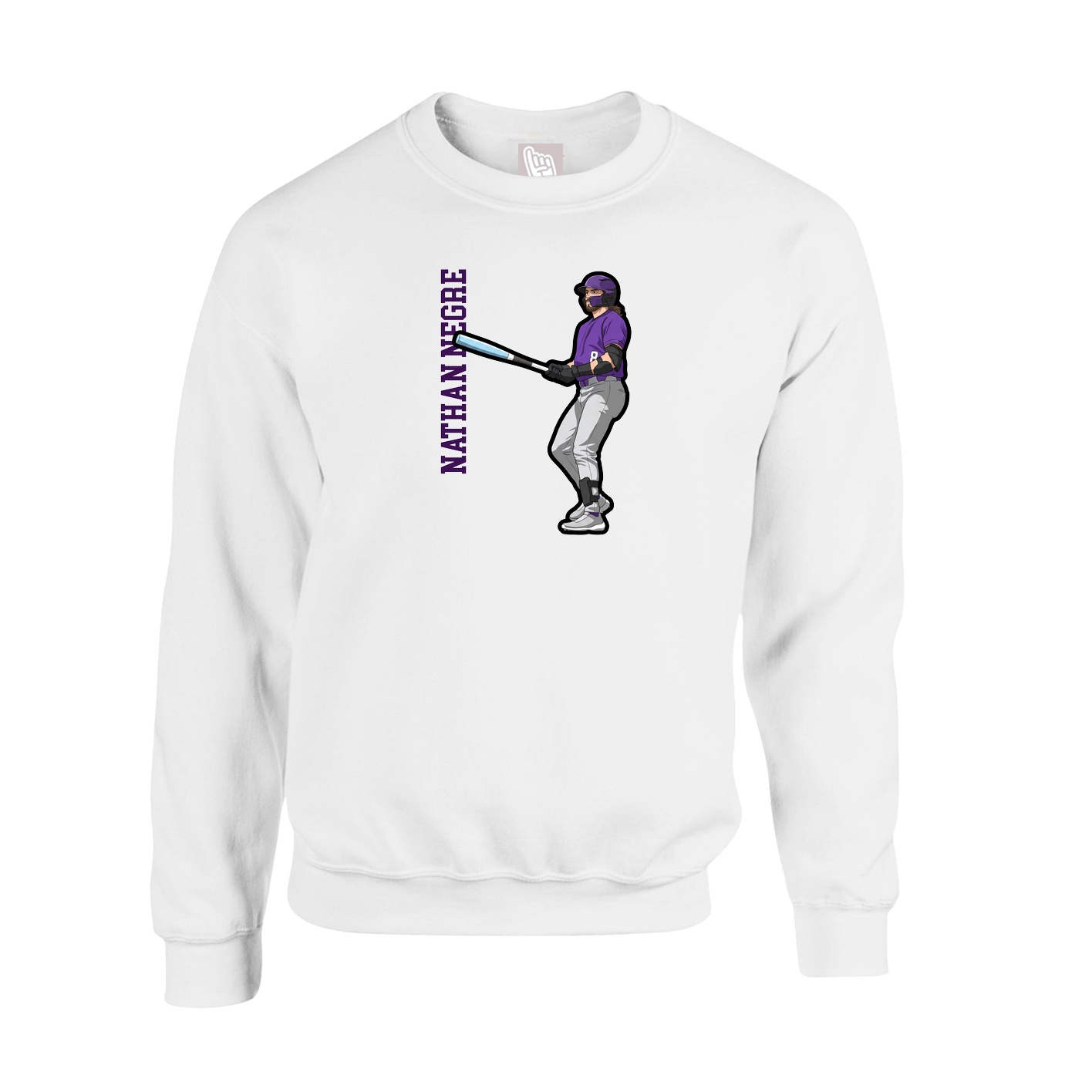 Fleece Crew — Name Vertical in White