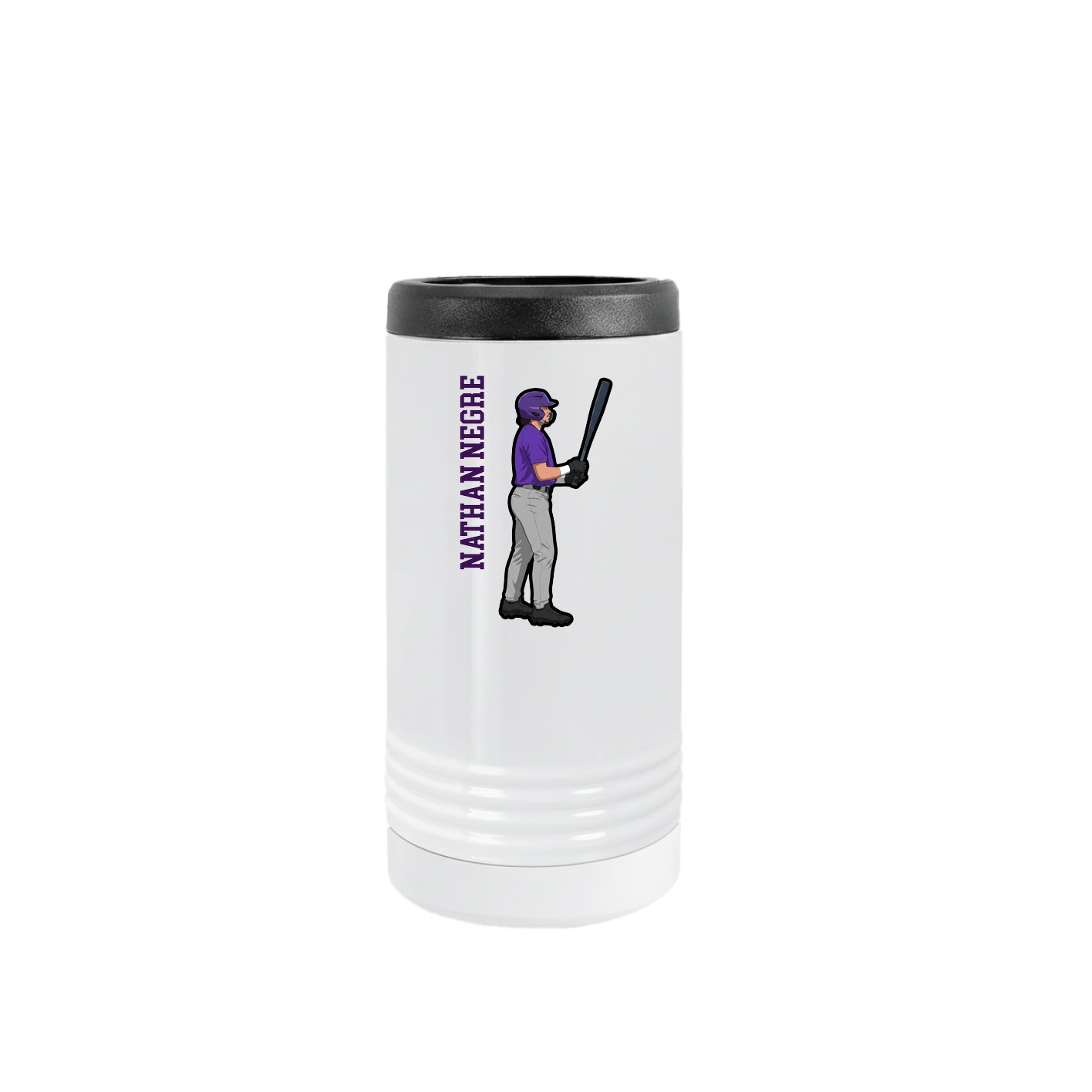 Slim Beverage Holder — Name Vertical in White