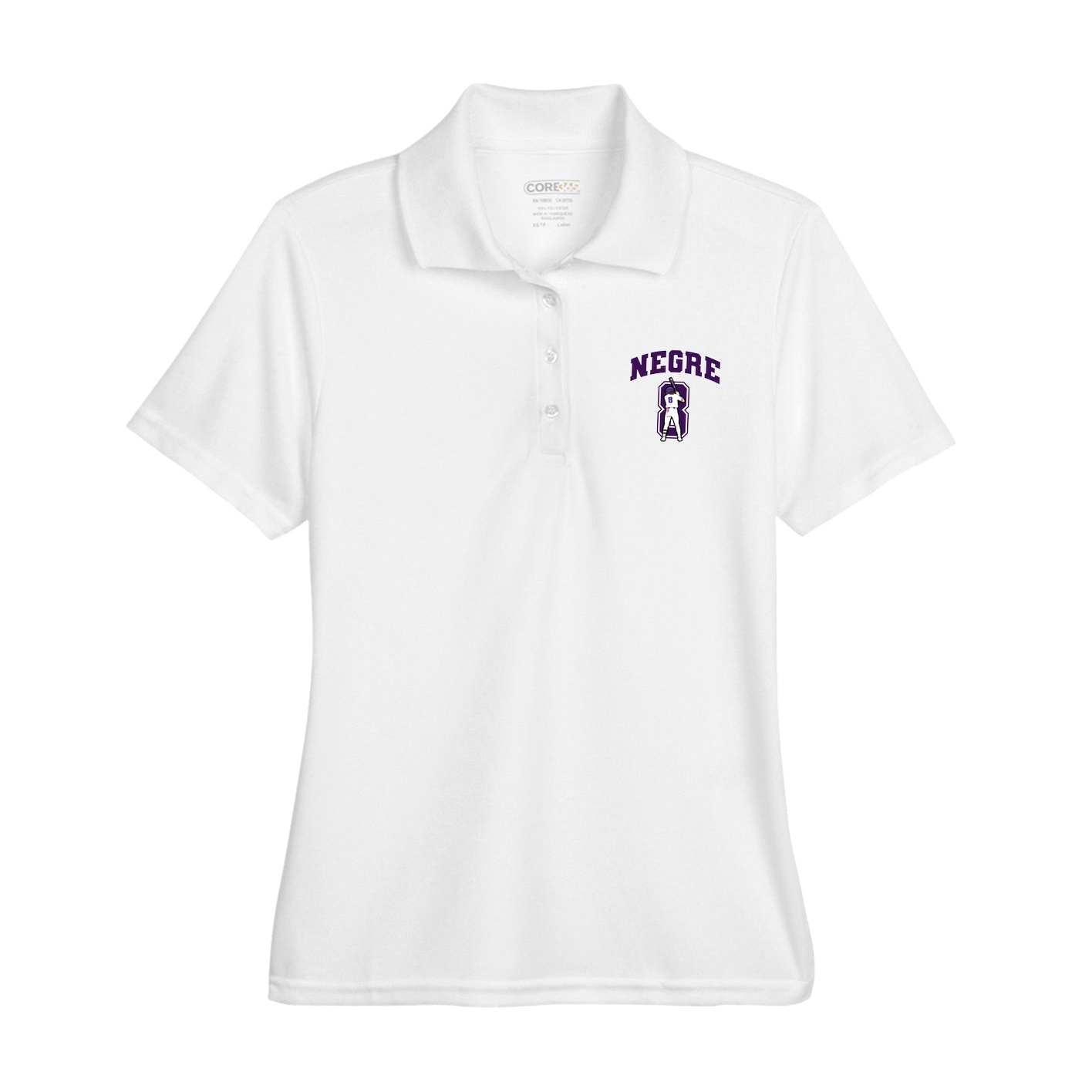 Womens Performance Polo — Number in White