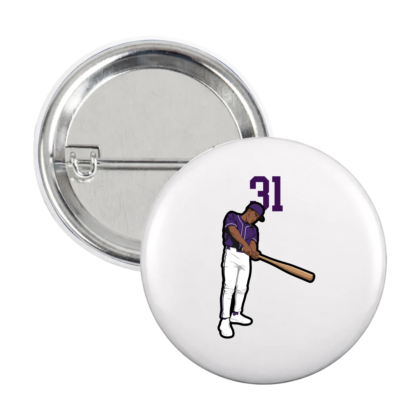 Game Day Button — Number Top in White