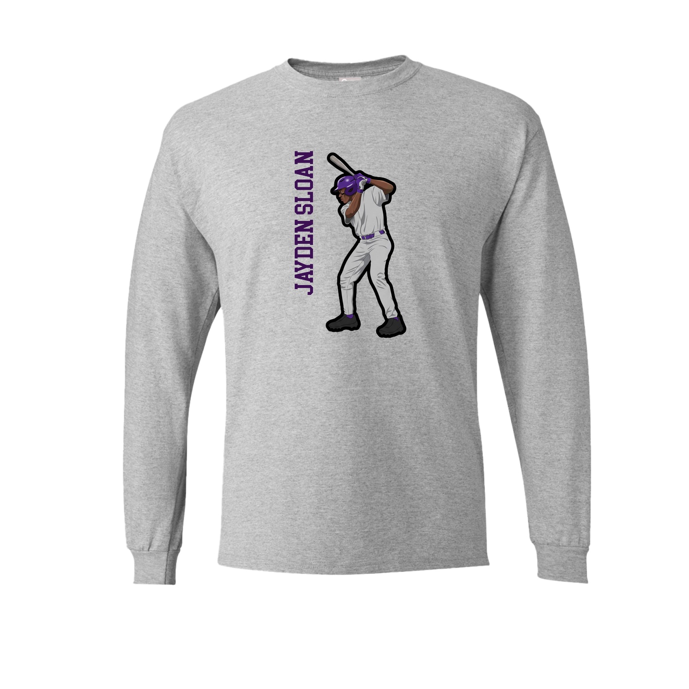 Long Sleeve Tee — Name Vertical in Grey