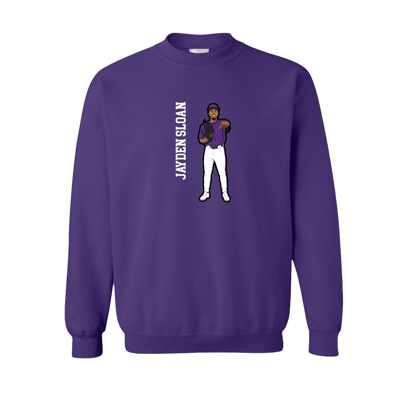 Fleece Crew — Name Vertical in Purple