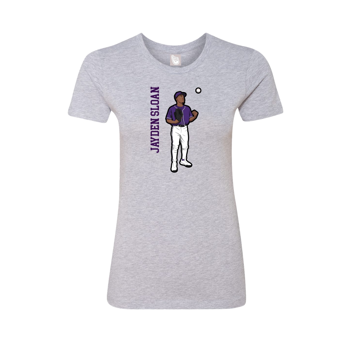 Fitted Women's Tee — Name Vertical in Grey