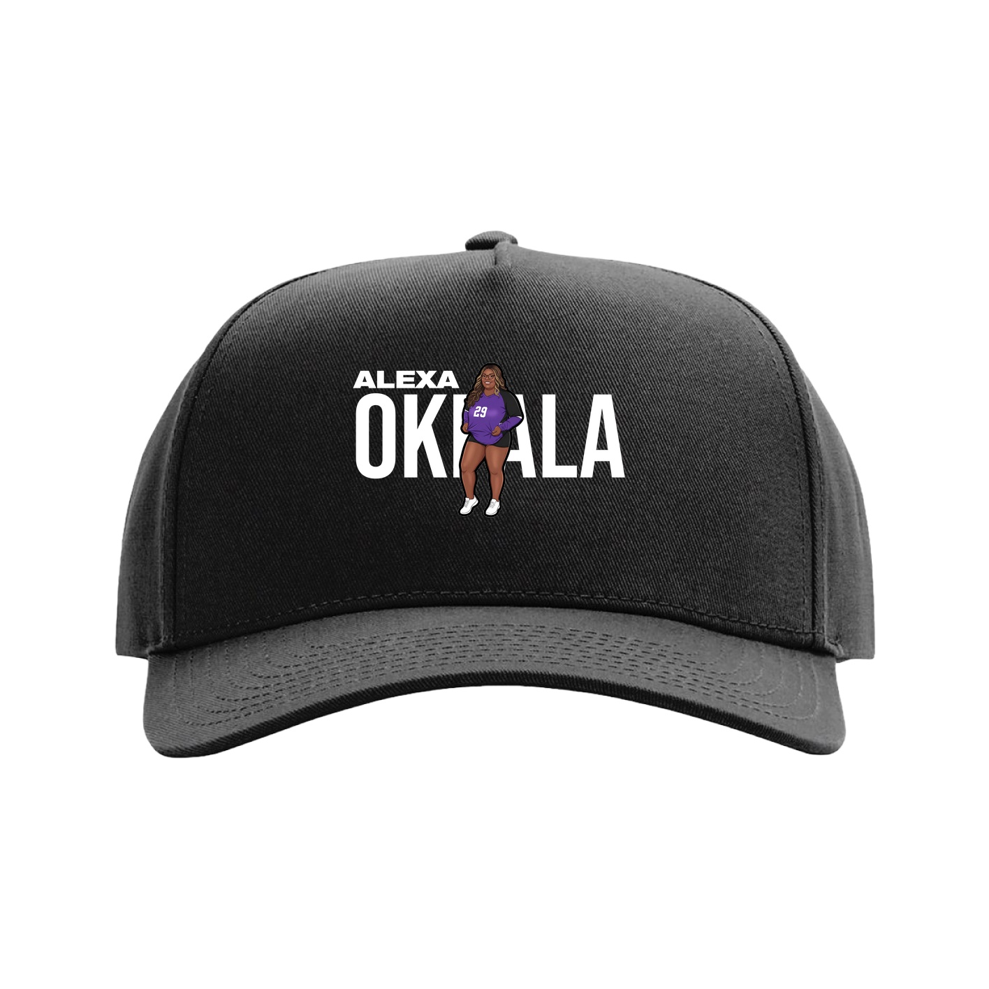 Full Fabric Five-Panel Champ Cap — Player Name in Black