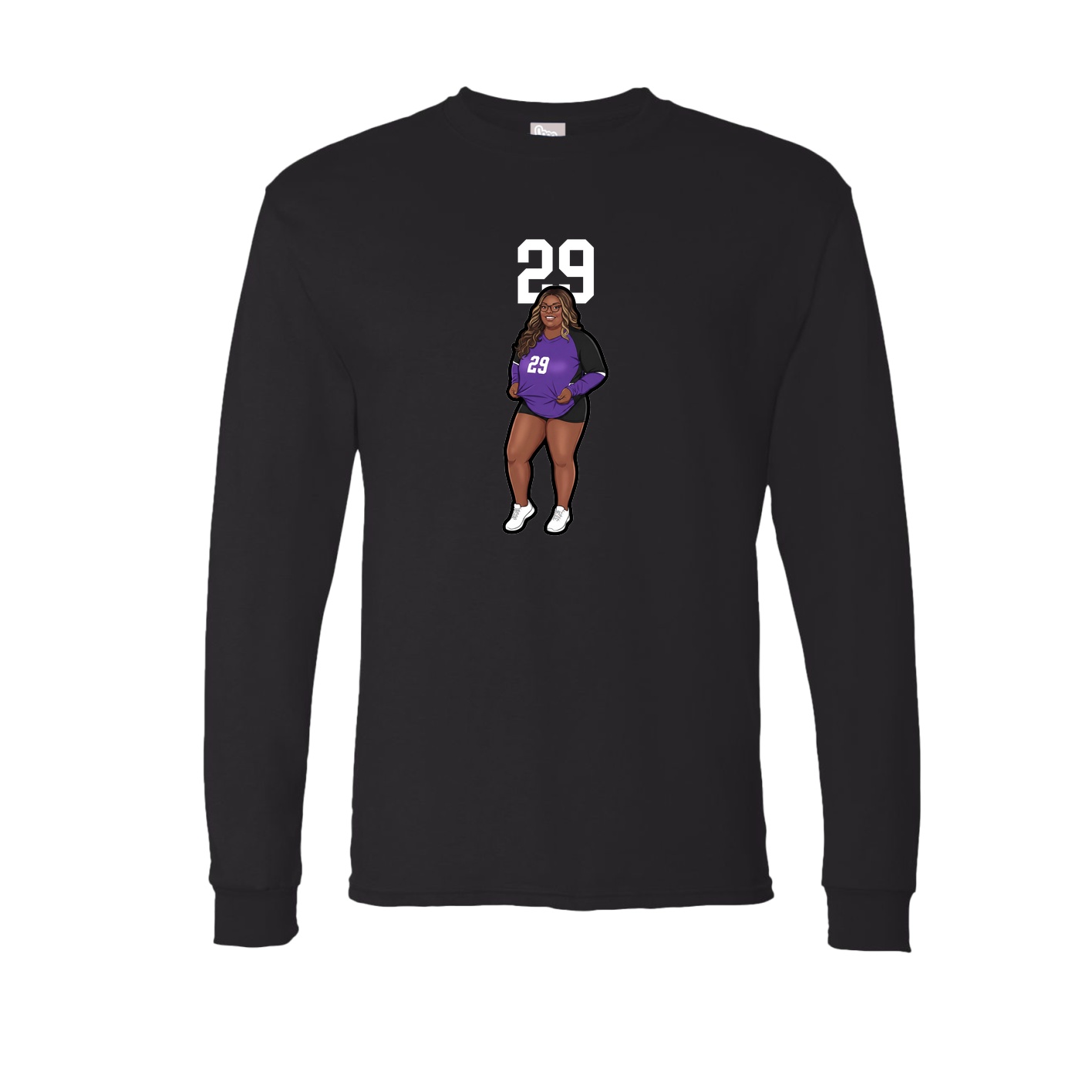 Long Sleeve Tee — Number Top in Black