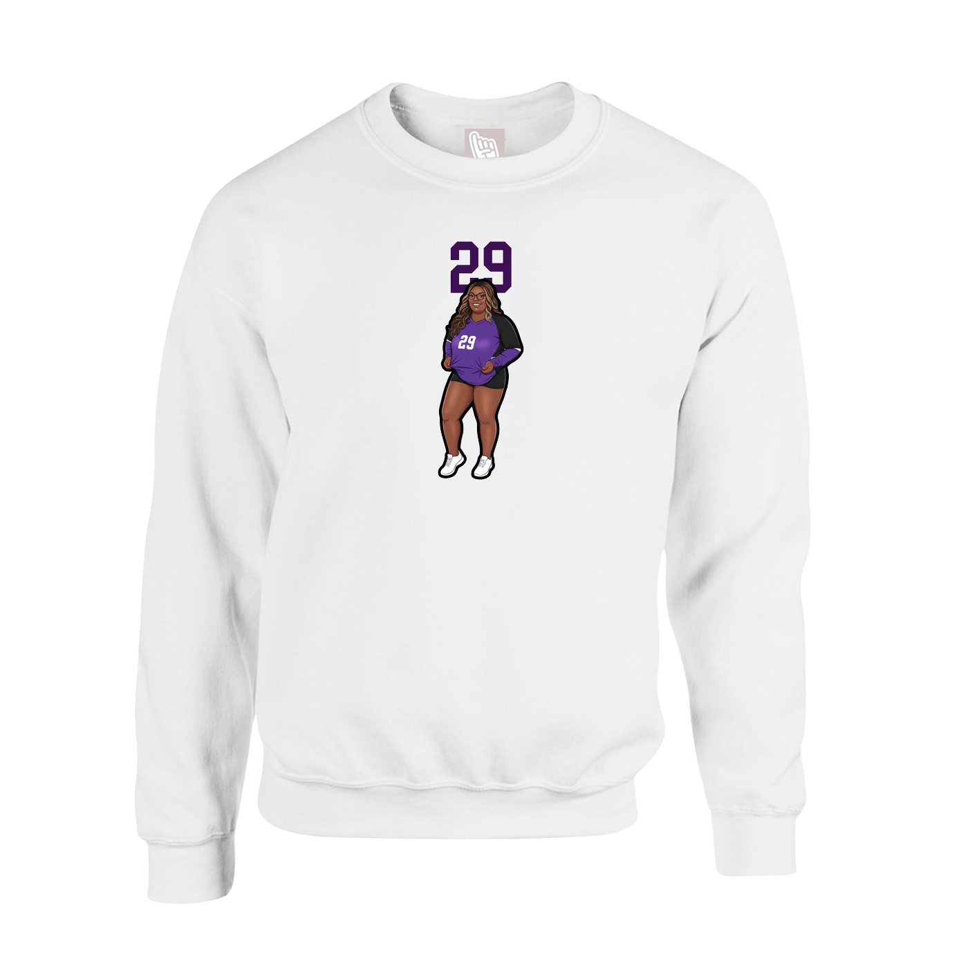 Fleece Crew — Number Top in White