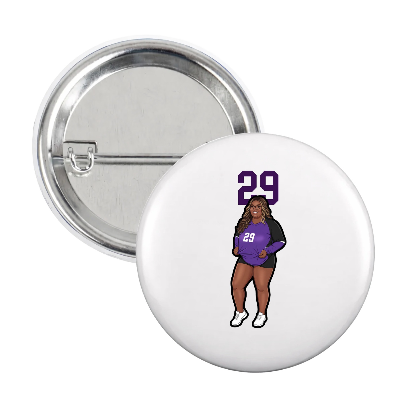 Game Day Button — Number Top in White