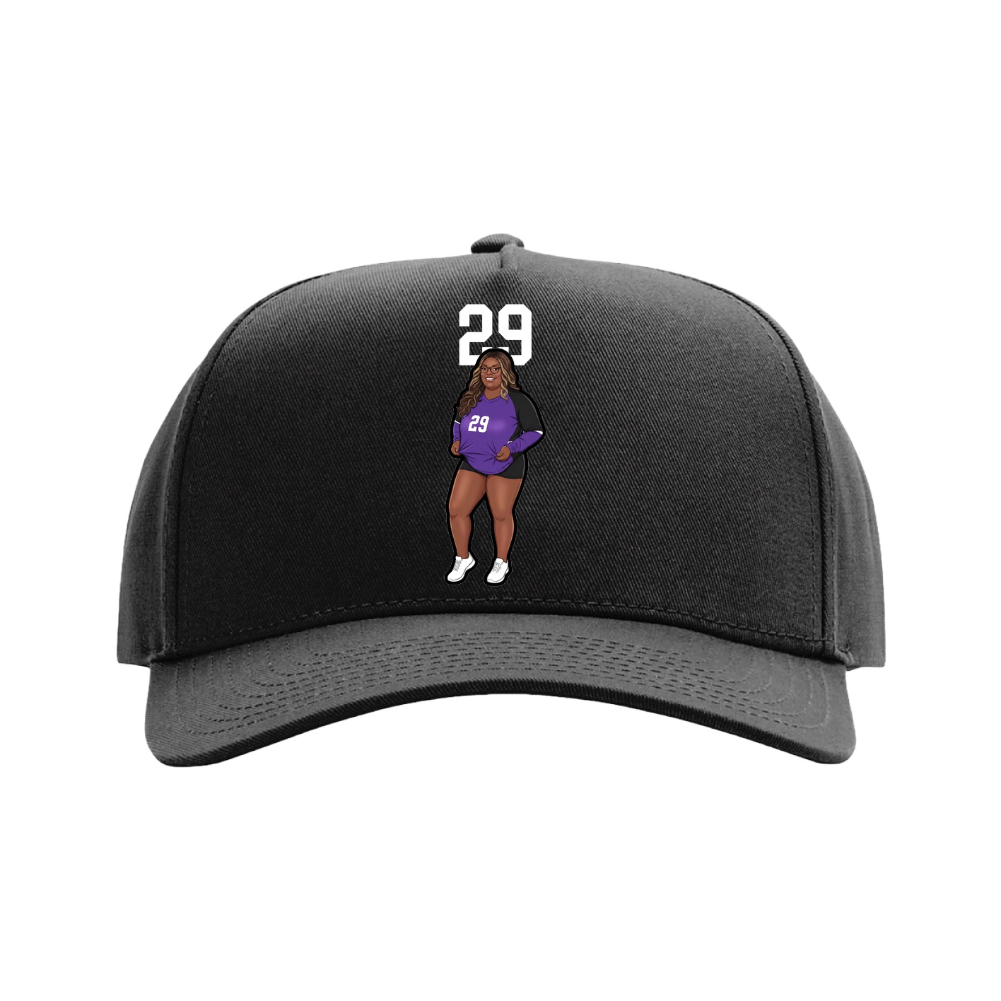 Full Fabric Five-Panel Champ Cap — Number Top in Black