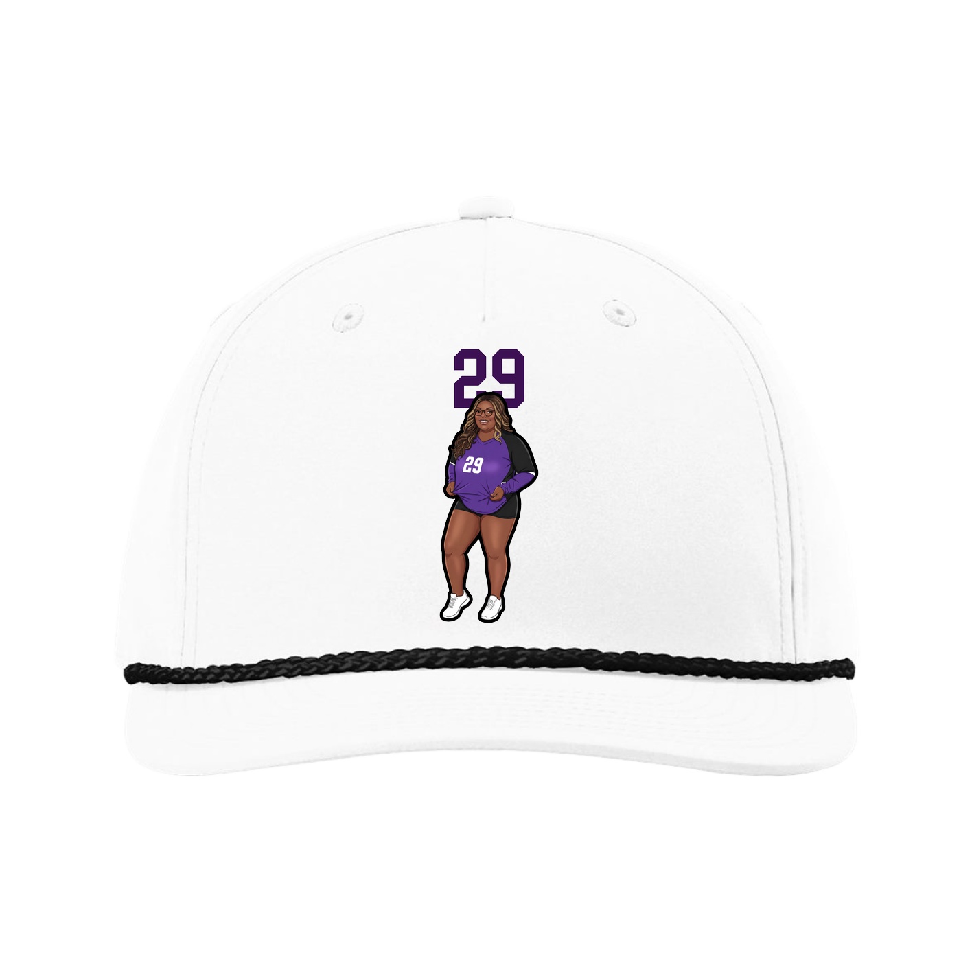 Five-Panel Classic Rope Cap — Number Top in White