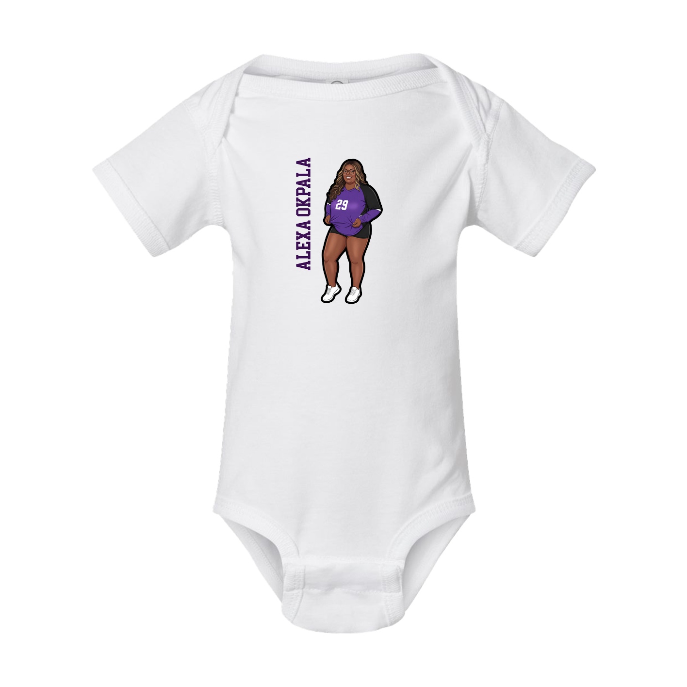 Baby Onesie — Name Vertical in White