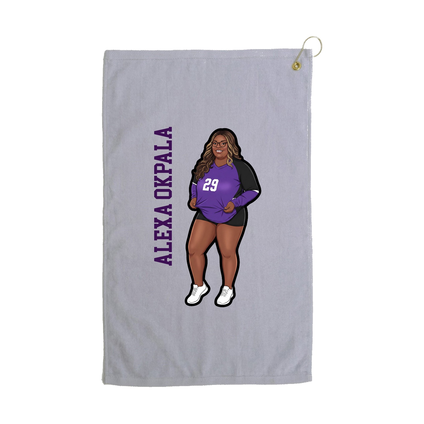 Golf Towel — Name Vertical in Grey