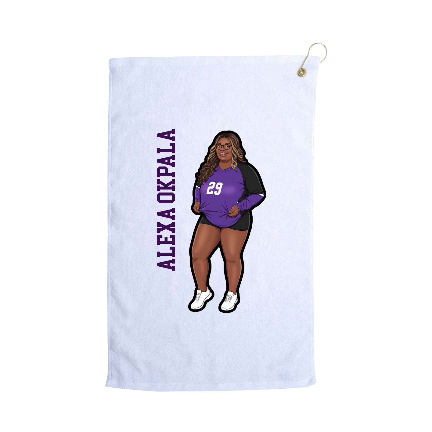 Golf Towel — Name Vertical in White