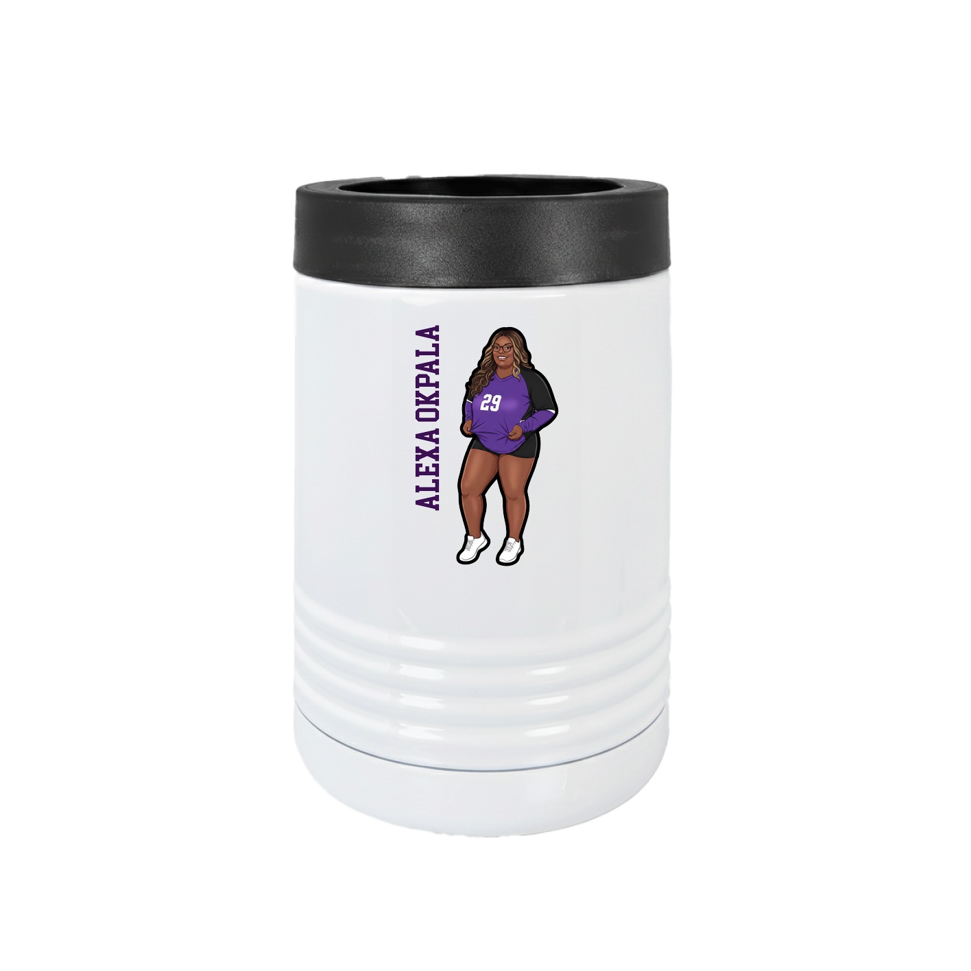 Beverage Holder — Name Vertical in White