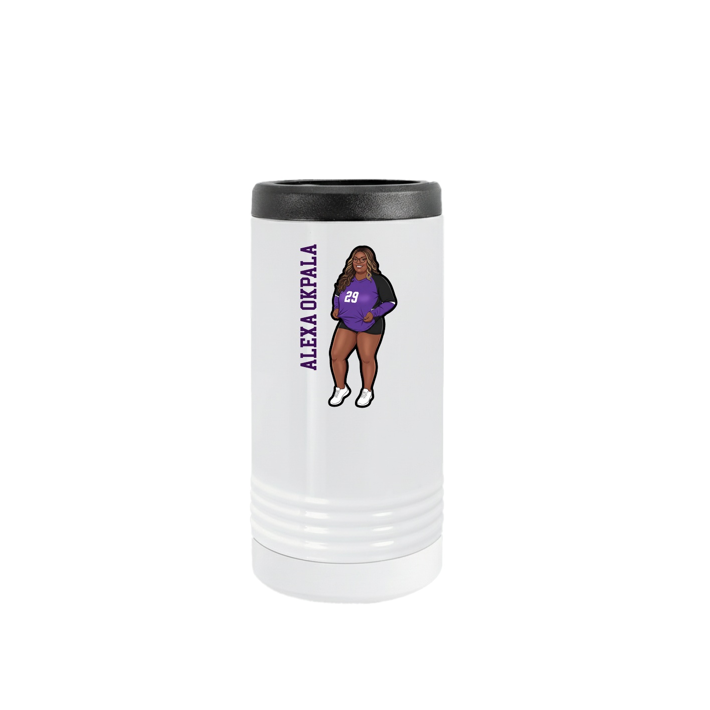 Slim Beverage Holder — Name Vertical in White