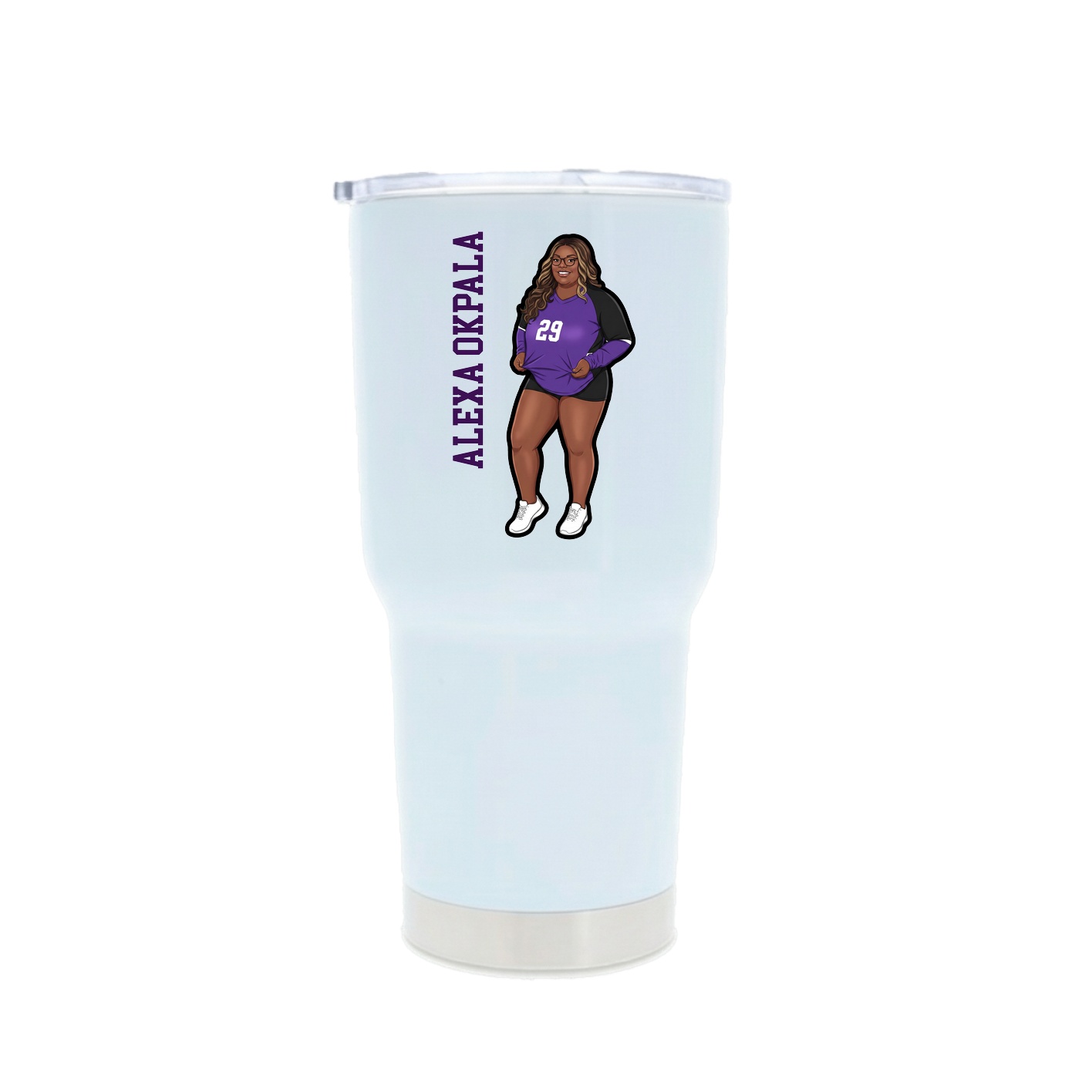 30oz Stainless Steel Tumbler — Name Vertical in White