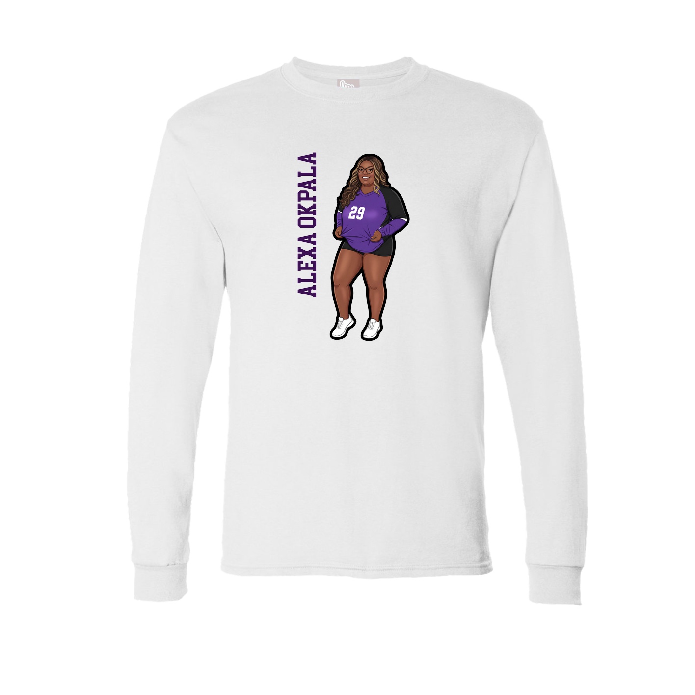 Long Sleeve Tee — Name Vertical in White