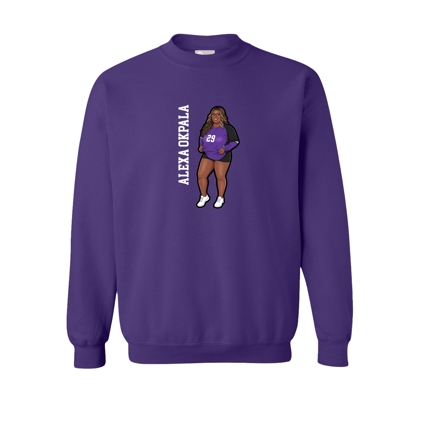 Fleece Crew — Name Vertical in Purple