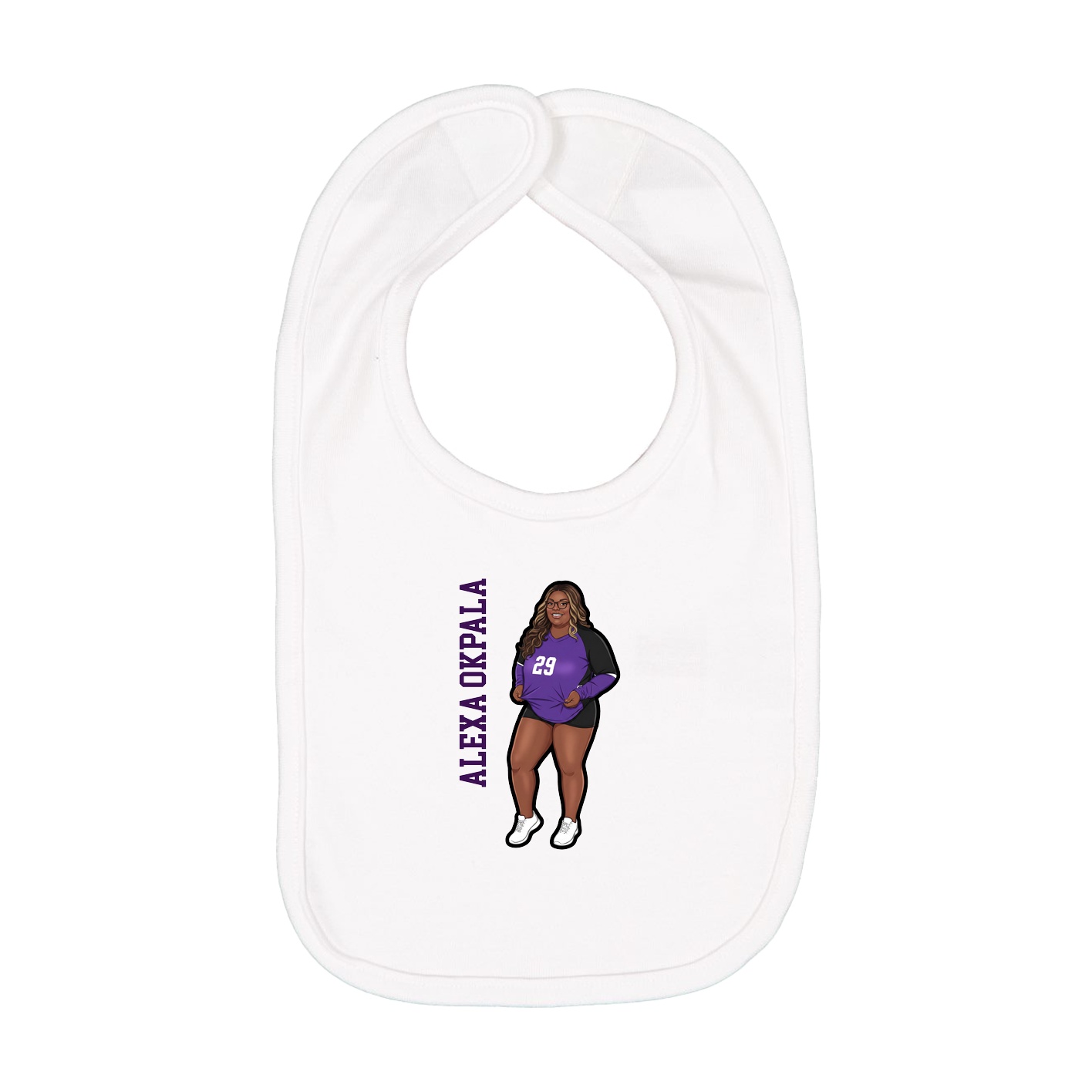 Infant Bib — Name Vertical in White