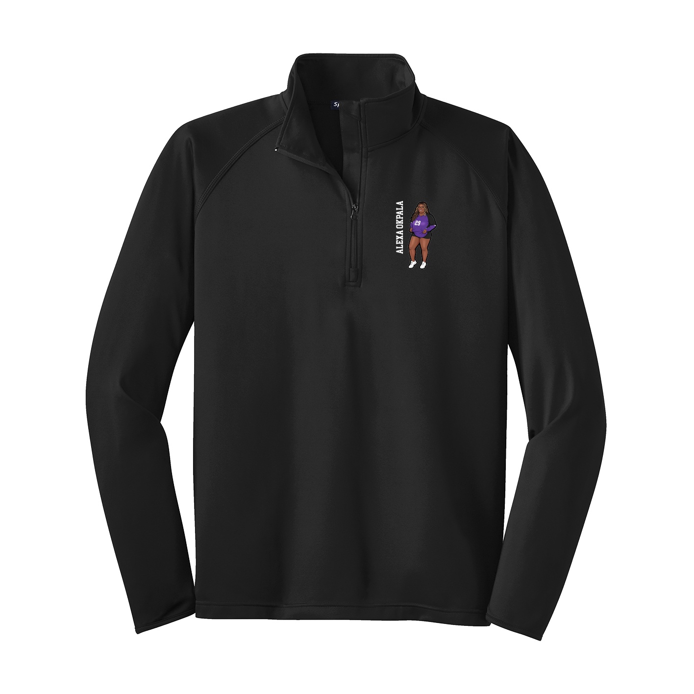 Q-Zip Pullover — Name Vertical in Black