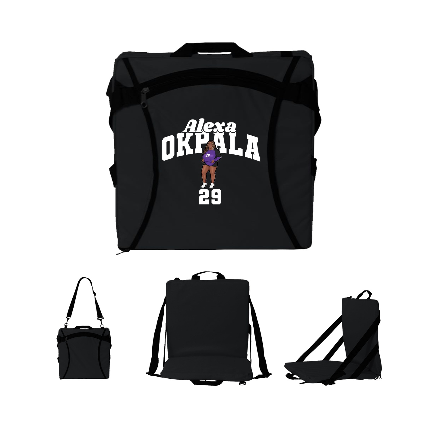 Folding Stadium Seat — Signature Arch in Black