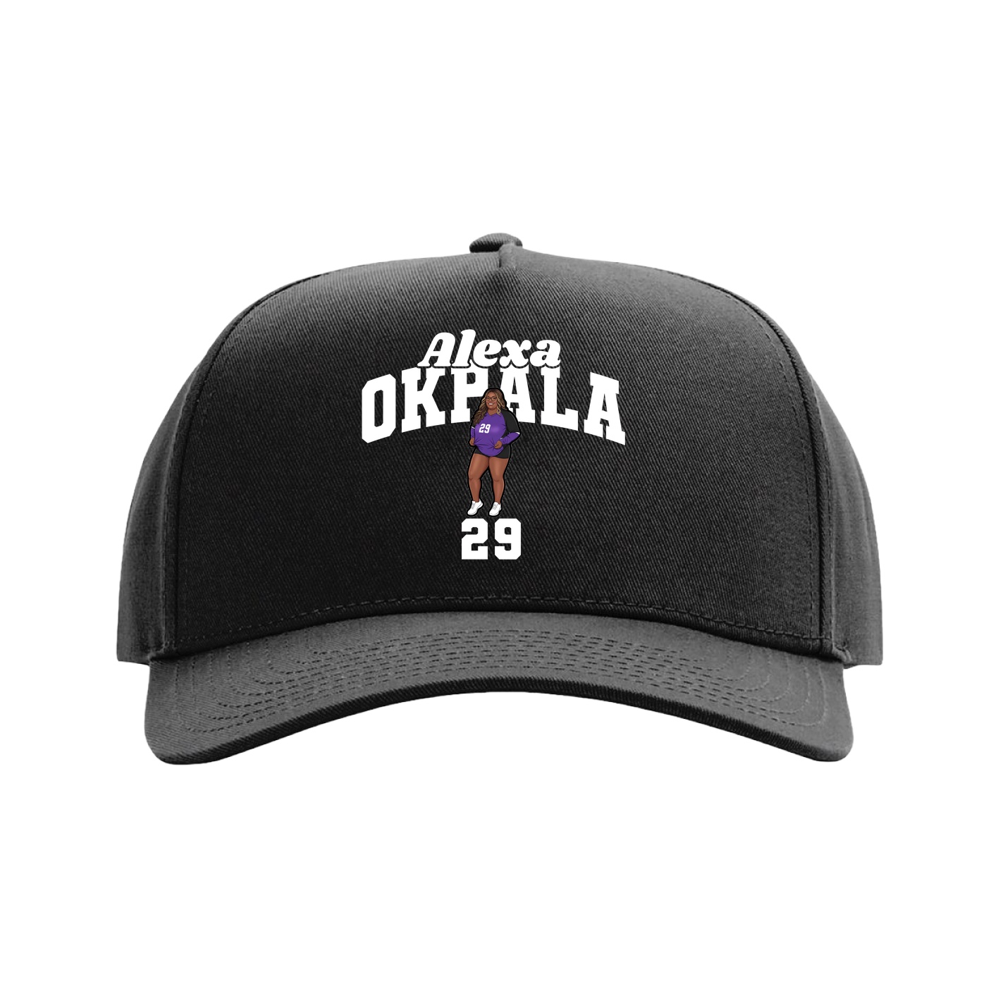 Full Fabric Five-Panel Champ Cap — Signature Arch in Black